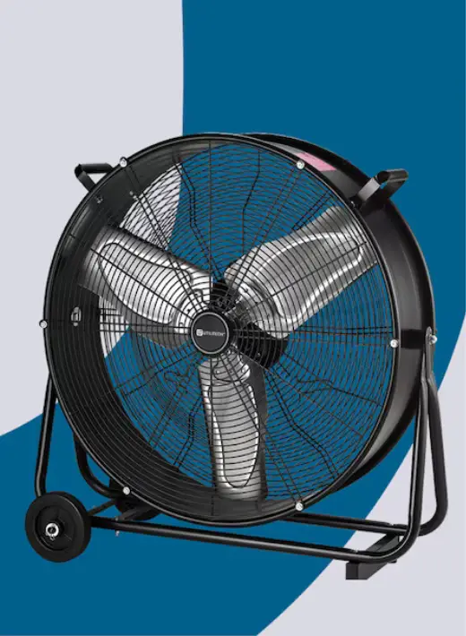 Utilitech tower fan oscillating in living room