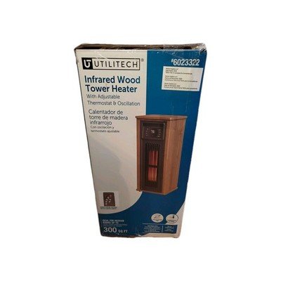 Utilitech Infrared Tower Heater with Wood Grain Finish
