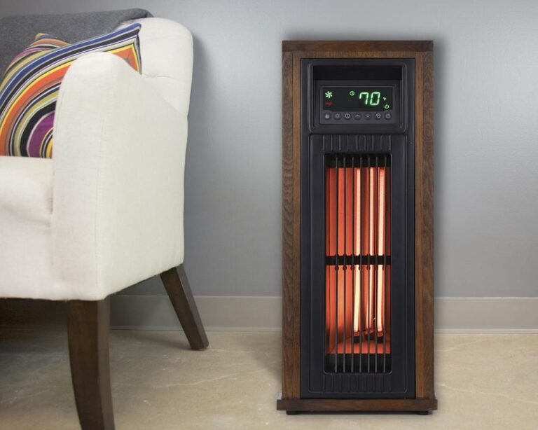 Utilitech Infrared Wood Tower Heater - Space-Saving Heat